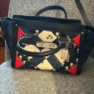 Stylish Black and Red Women's Coach Handbag